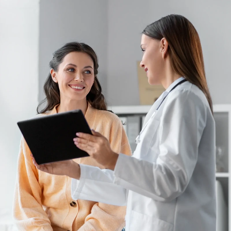 Provider talking with a patient – online psychiatry in Eugene, OR